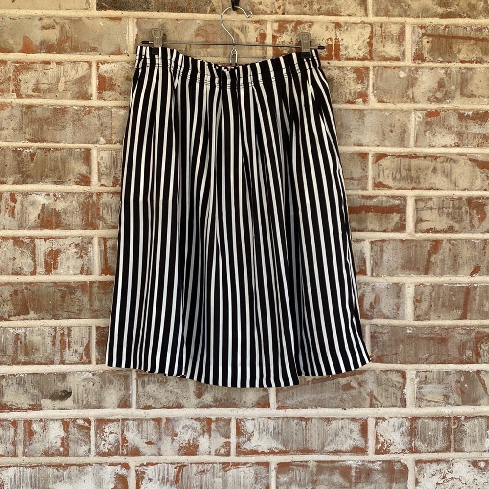 J. Crew Black and White Vertical Stripe A-Line Skirt